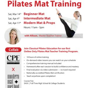 Online Pilates Mat: College/HS Student Only